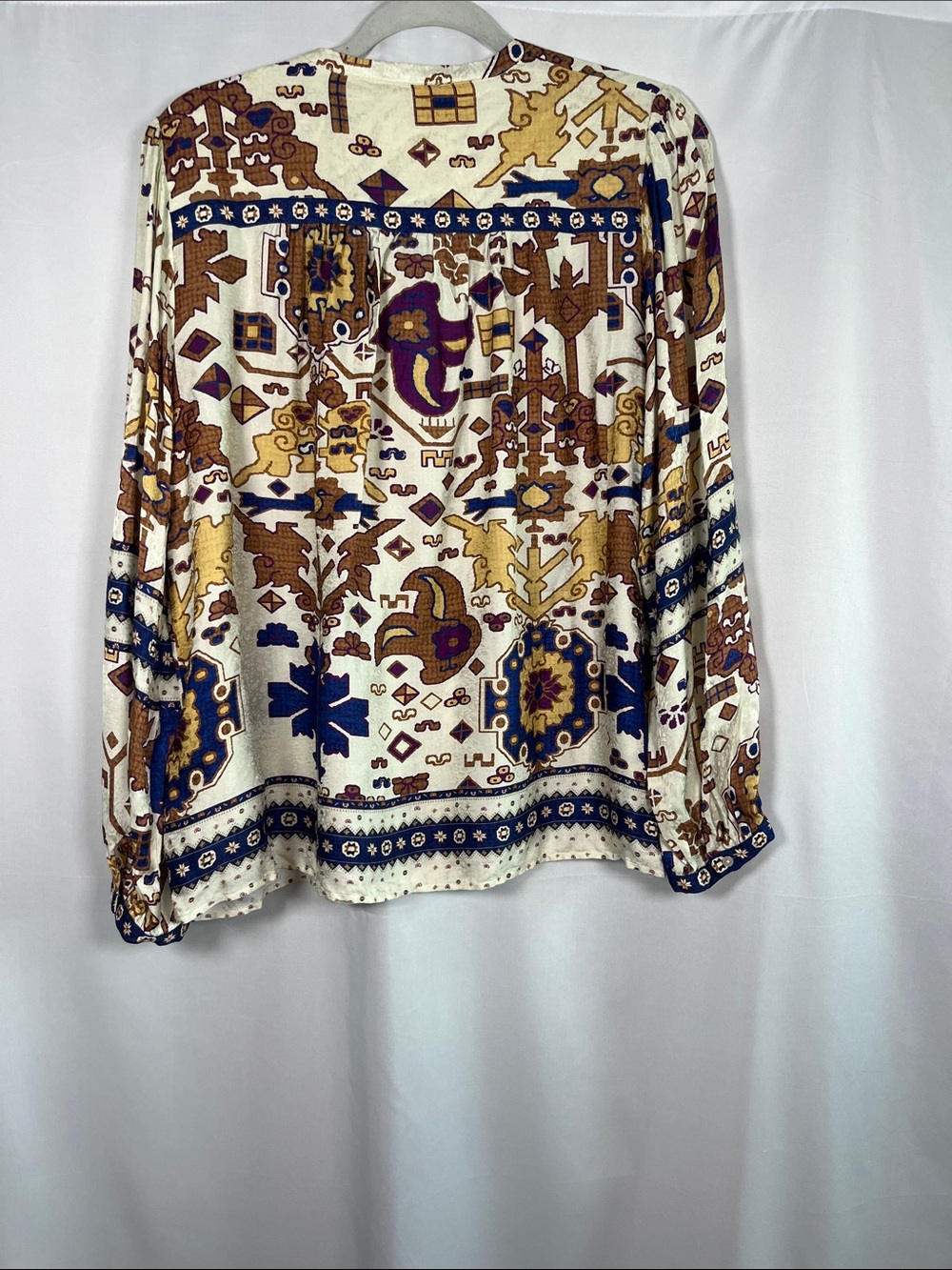 BA&SH varone peasant blouse boho geometric puff sleeves sz m - Picture 6 of 9